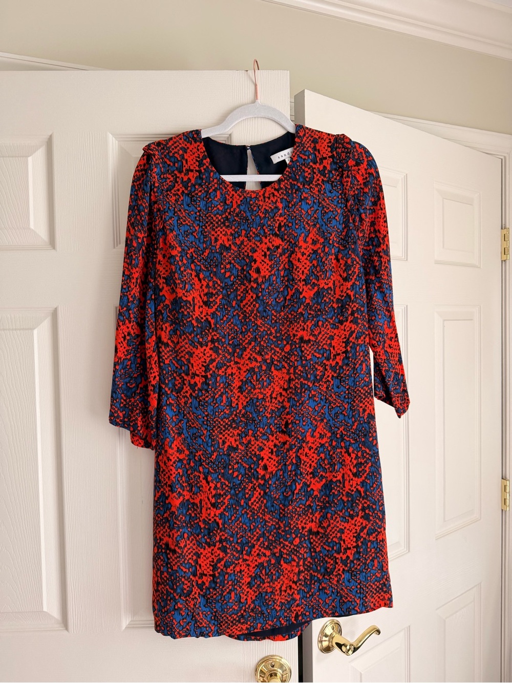 Sandro Red and Blue Long Sleeve Printed Shirt